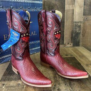 El General Teju Lizard Pointed Toe Western Cowboy Boots Mens 9.5